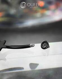 Solid Titanium Eyebrow Rings And Heart Labret Jewelry, 16G - 黑星 - 查看 5