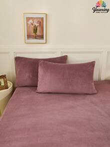 2 Stücke/Set staubiges Rosa super weiche Samt warme flauschige einfarbige Kissenbezüge aus Kristall-Fleece, kuschelig, leicht, mit Umschlagverschluss, einfarbig, Bett Kissenbezug, für Schlafzimmer, Studentenwohnheim, Bettwäsche, Einzelbett, Queensize, Kingsize