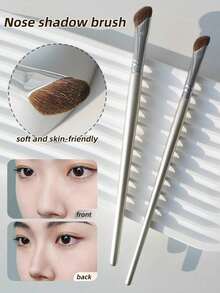 2支装斜角鼻影刷，轮廓鼻影刷，化妆晕染遮瑕刷，鼻影刷，高光刷，晕染刷，轮廓刷，粉底刷，遮瑕刷，腮红刷，修容刷，散粉刷，粉底刷，腮红刷 - 銀色 - 查看 5