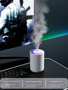 Un humidificateur de bureau portable USB mini, petit humidificateur domestique avec fonction de changement de couleur de la lumière d'ambiance et de remplissage d'eau - Multicolore - Voir 8