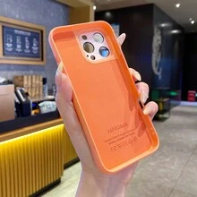 1pc Scented Liquid Silicone Phone Case With Camera Hole Protective Film, Compatible With Iphone 17 - Orange - View 8