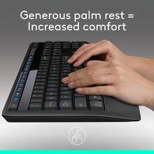 Logitech Logitech MK345 Wireless Keyboard And Mouse Combo With Palm Rest, 2.4 GHz USB Receiver, Compatible With PC, Laptop
