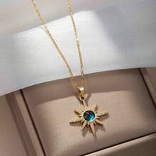 Luksusowy i elegancki naszyjnik z wisiorkiem w kształcie gwiazdy ze stali nierdzewnej dla kobiet