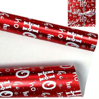 1 Roll Christmas Gift Wrapping Paper, Red Elegant Holiday Wrap 16.93 X 118.11 Inch, Trimmable For Festive Birthday Party Decorations With Tree Ornaments And Snowflake Patterns, Adds Cozy Seasonal Charm To Your Presents, Christmas Wrapping Accessories