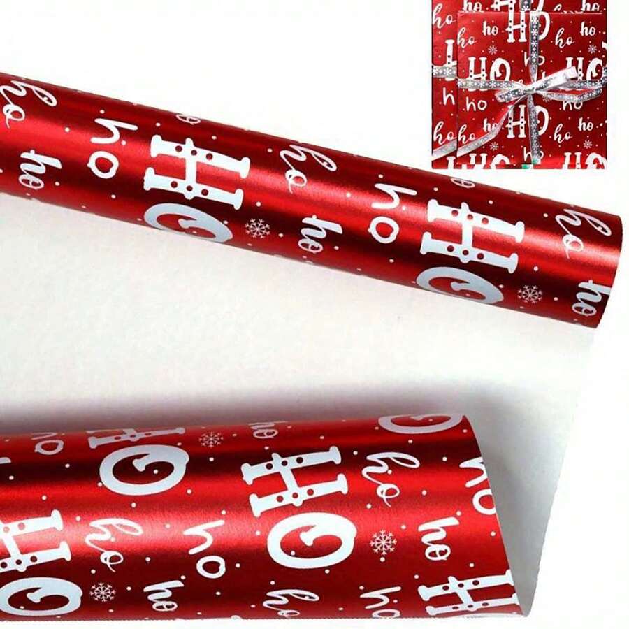 1 Rolle Weihnachtsgeschenkpapier, elegantes rotes Feiertags-Geschenkpapier 16.93 X 118.11 Inch, zuschneidbar für festliche Geburtstagsdekoration mit Baumschmuck und Schneeflockenmustern, verleiht Ihren Geschenken gemütlichen saisonalen Charme, Weihnachts-Geschenkverpackungszubehör