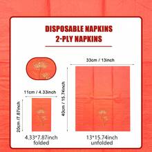 Guardanapos descartáveis com estampagem a quente vermelha de 15,74 x 13 polegadas, 100/60/20 unidades, padrão floral, usados para celebrações tradicionais de feriados, festas de aniversário, banquetes de casamento, festas de noivado, ocasiões sociais de negócios, uso diário em hotéis e indústrias de catering, etc.