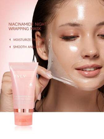 TVLV 1 pieza Máscara de noche de nicotinamida para hidratación, humectación, iluminación, cuidado de la piel y limpieza, máscara de peeling envolvente