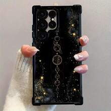 Moon Star Glitter Eclipse Four-Corner Airbag Electroplated Phone Case Suitable For Samsung GALAXY S25 ULTRA S24 Plus S23 Fe , Compatible With  17 AIR 16 Promax 15 Pro Max Case 14,  13 Cases Protective Black Cover For Both Men And Women Gift. - màu đen - Xem 1