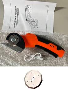 3.6V 可充电无线电动剪刀，圆形刀片纸板切割器，带工作灯，USB 充电线，多功能切割工具，适用于地毯、皮革和织物