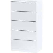 Habitdesign Comoda 5 Cajones, 110x60x40 (AltoxAnchoxFondo-en cm), Sinfonier Color Blanco Artik, Modelo Alaya