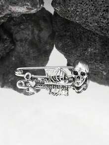 "Vintage Skull Punk Brooch, Goth Lapel Pin For Men & Women, Unique Hat, Coat & Bag Accessory, Perfect Halloween Decoration & Jewelry" - 彩色 - 查看 1