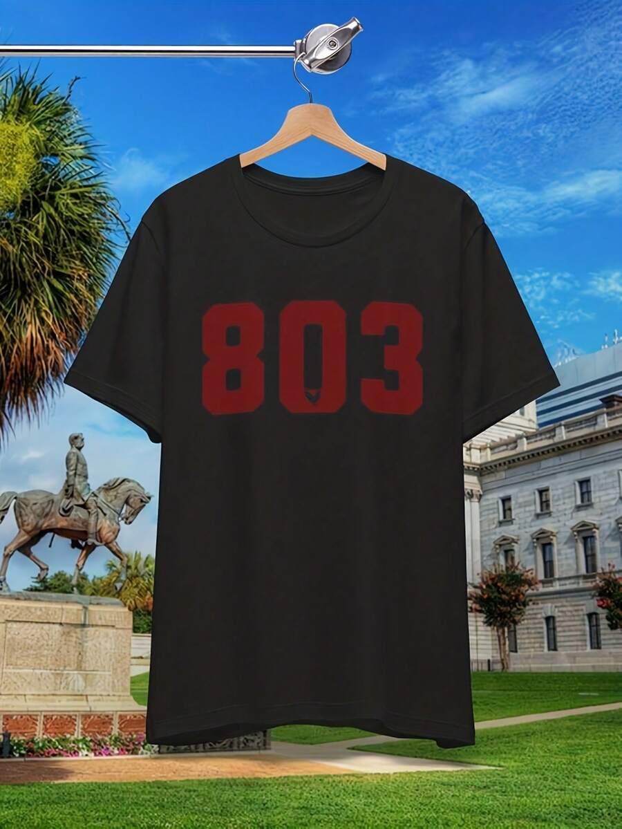 803 Area Code C Olumbia SC UniS Ex Short SL Eeve T EE Midlands S Outh C Arolina Aiken Sumter T Shirt Cola A Pparel Fathers Day R OCk Hill Gift C Ayce220G Heavyweight Cotton T-Shirt - Made Of Thick And Breathable Pure Cotton, Durable And Comfortable. It Has A Natural Leisure Style, Which Is Very Suitable For Work, Gym, Travel, Leisure Outings, Outdoor Activities, And Seasonal Layering. Very Suitable For School, Streetwear Appearance, Or Just Relaxing At Home And Enjoying Relaxed Comfort. - 黑色 - 查看 1