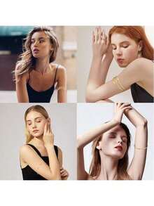 4件套女士上臂饰品，简约臂环手链，可调节螺旋臂环 - A0021T-1 - 查看 4