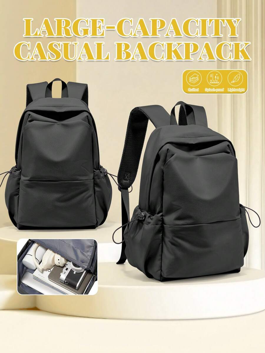 Sac à dos scolaire pour filles, sac à dos décontracté pour femmes, grand sac à dos noir avec grande capacité, pratique et élégant pour les déplacements quotidiens, les voyages, l'école, avec plusieurs compartiments pour garder les essentiels bien organisés. Sac à dos de voyage léger et esthétique, simple et mignon, sac à dos imperméable pour le collège, le lycée, les étudiants, les voyages, le camping, cadeau pour les filles et les femmes