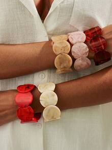 1pc Bohemian Vintage Exaggerated Geometric Disc Elastic Cuff Bracelet, Luxurious, Suitable For Vacation, Party, Casual, Street Style, Wedding, Anniversary, Unisex Charm Jewelry Gift