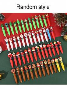 20/10/5pcs Christmas Resin Three-Dimensional Santa Claus Four-Color Ballpoint Pen (Random Style), Christmas Mini Pocket Pen Gift Accessory, Holiday Party Gift, A Small Gift For Friends, Christmas Souvenir, Christmas Eve Party Small Gift, Suitable For Christmas, Christmas Eve, Holiday Parties, Christmas Gifts, Souvenirs