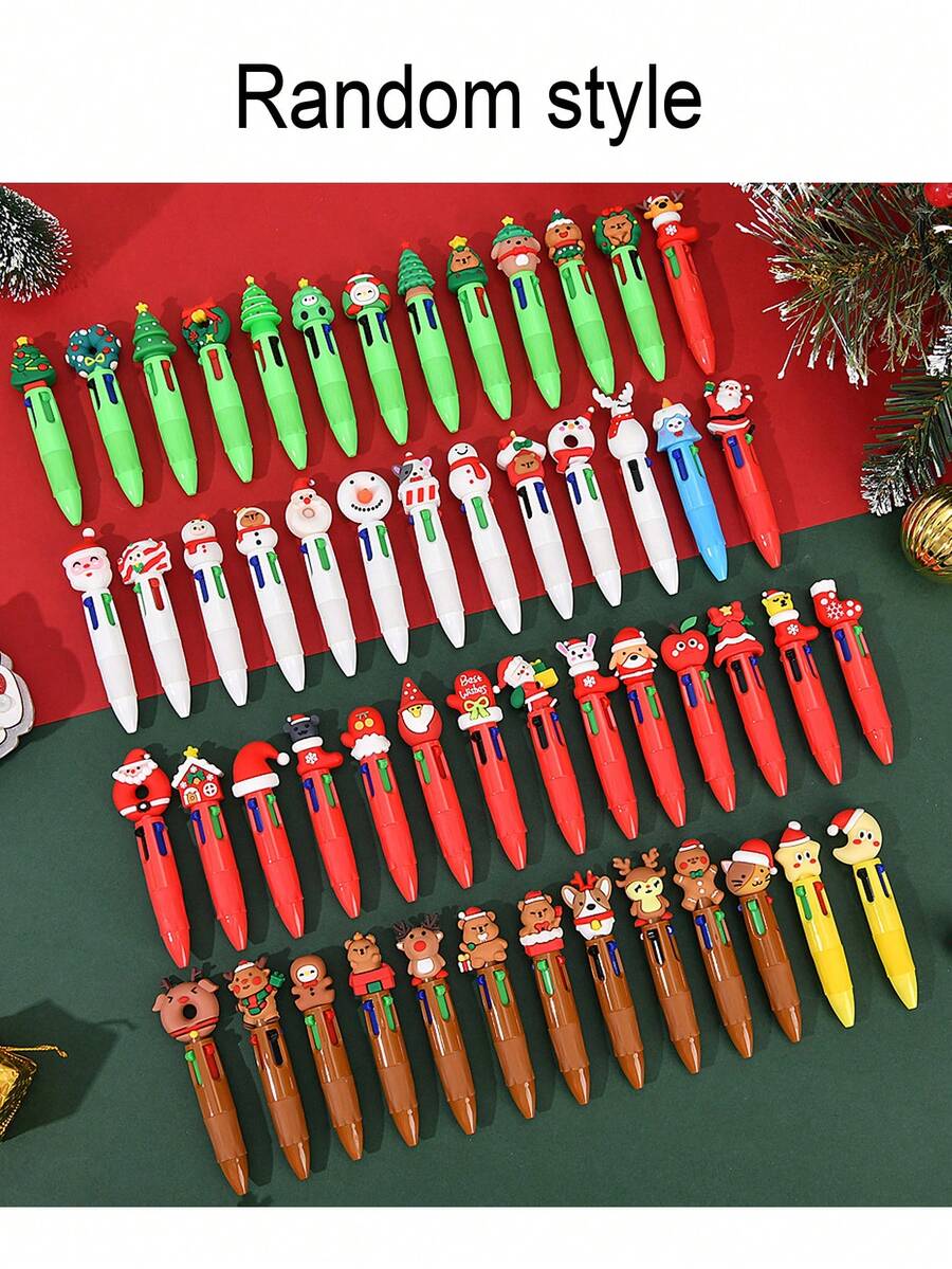 20/10/5pcs Christmas Resin Three-Dimensional Santa Claus Four-Color Ballpoint Pen (Random Style), Christmas Mini Pocket Pen Gift Accessory, Holiday Party Gift, A Small Gift For Friends, Christmas Souvenir, Christmas Eve Party Small Gift, Suitable For Christmas, Christmas Eve, Holiday Parties, Christmas Gifts, Souvenirs