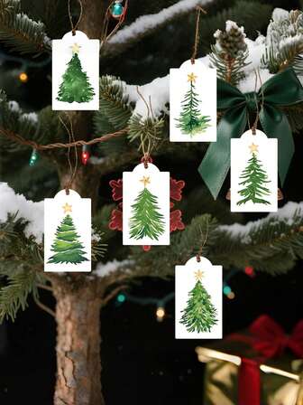 10/30pcs,Christmas Tree Shape,Watercolor Style,Paper Hanging Tags,Christmas Decorations,Christmas Tree Ornaments,Holiday Decorations,Party Supplies,Gift Labels,Handmade Crafts,New Year Decor,Home Decor,Shop Decorations,Retail Store Decor,Christmas Gift Box Decor,Christmas Decorations Home,Party Supplies,Gift Tags