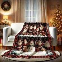 Christmas Cartoon  Theme, Beautiful Christmas Tree, Dog,Santa Claus,Animal, Snowman, Deer, Candy Design,Super Soft Flannel Printed Blanket,As Birthday Gifts, Family, Wedding, Souvenir Blankets, Polyester Blankets Suitable For All Seasons, Washable, Machine Washable, Lightweight, Breathable, Comfortable, Warm, Unique, 280gsm For Him, Her Personalized Ideal Gifts For Her, Him, Family, Boyfriend, Girlfriend, Father, Family, Mother, Lover, Daughter, Son, Grandfather, Grandmother, Friend, Classmate, Pet.    Perfect Nap, Camping, Travel, Home, Daily Life, Office Decoration, Birthday, Anniversary, Valentine's Day, Thanksgiving, Christmas, Halloween, Mother's Day, Father's Day, Wedding, New Year Gifts ,Sofa,Bed,Car,Bedroom,Living Room,Office,  Outdoor Camping, Beach,Wall Decoration - 多色7 - 查看 3