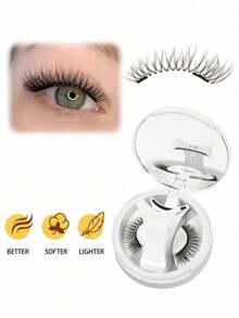 Magnetic-Eyelashes With Applicator, Portable Magnetic Eyelashes Natural Look, Upgrade 2 Magnet False Eyelashes More Easy To Wear, Easy To Use And Remove (Magnetics B) Strip Lashes,Lashes,Eyelashes,Fake Lashes