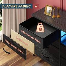 70" TV Stand Dresser For 65/70 Inch TV, 63" W Dresser TV Stand With LED Lights, Power Outlets & 12 Drawers, Long Fabric Dresser For Bedroom, Hallway Entertainment Center - 查看 7
