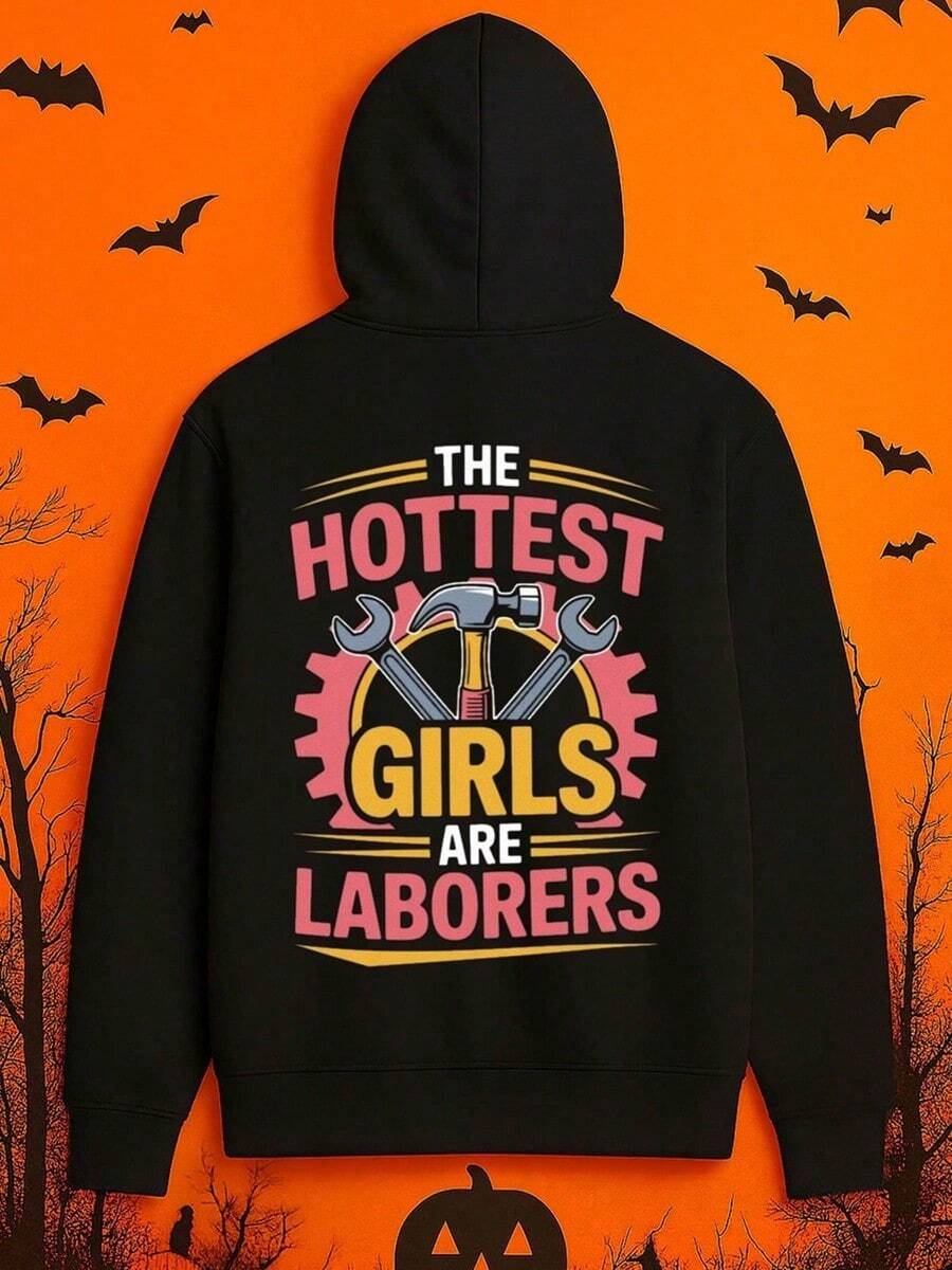 Men's Funny Worker Graphic Hooded Sweatshirt - The Hottest Are Laborers Saying - Heavy Design (Wrench & Hard Hat) - Soft Hoodie For Tradesmen, Builders, Laborers - BirthdayChristmas Gift Idea  (1),Fall Hoodies,Men's Fall Clothes,Street Wear,Halloween,Mens Hoodies,Y2k Clothes,Jesus Hoodie,Thanksgiving Day,Nightmare Before Christmas,Christmas - 黑色 - 查看 1