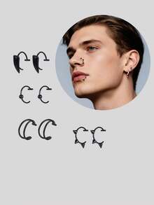 4 أزواج من خواتم الشفاه الزائفة من الفولاذ المقاوم للصدأ للنساء والرجال، خواتم أسنان المصاص، خواتم شفاه قابلة للتعديل بدون ثقب، أقراط أذن بدون ثقب، مجوهرات خاتم الأنف الزائف