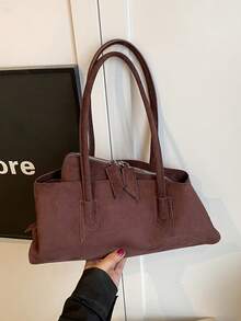 2025 New Retro Niche Design Asymmetrical Geometric Suede Handbag, Large Capacity Commuter Versatile Shoulder Underarm Bag, Fashionable And Tote