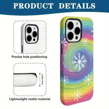 Película protectora para teléfono dos en uno con diseño de copos de nieve mate esmerilado, antirrayas, compatible con phone 14 y 15. Estilo minimalista, diseño de copos de nieve, impresa, antirrayas, funda, ideal para compras navideñas. - Negro - Ver 4