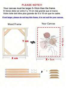 1 Set de bastidor de lienzo de madera Kit de barras DIY para enmarcar pintura al óleo, decoración de arte de pared 12X16 16X20 16x24in 20x40in