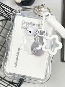 1 Set Porta Tessera Trasparente in PVC Durevole per Studenti con Copertura Scorrevole, Portachiavi, Porta Carte, Bracciale e Pendente