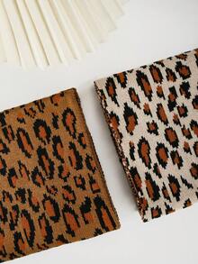 4pcs Women Winter Knitted Beanie Hat, Neck Warmer Scarf, Touch Screen Gloves, Flared Leg Warmers Set, Leopard Print Pattern, Warm Outfit For Cold Weather, Suitable For Daily Use, Dining, Party, Snow Trip, Dating And As Gift For Ladies