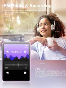 64GB Portable Hi-Fi Sound MP3 Player With 2.4" Full Touch Screen, Built-In HD Speakers, Including Headphones, Up To 128GB Card