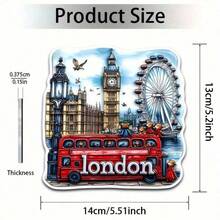 1pc Acrylic Refrigerator Magnet - London Theme Design: Big Ben, London Eye, Red Double-Decker Bus, Buckingham Palace, Tower Bridge, Thames River, Cherry Blossoms & Thames Bridge, Hexagon Creative Shape - Vibrant Kitchen Decor, Suitable For Travel Enthusiasts, British Culture Lovers And Souvenir Collectors - Ideal Gift For Christmas, Birthday, Anniversary For Friends, 2D Flat Style - Multicolor - View 28