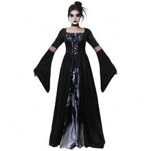 Women's Gothic Hooded Dresses, Medieval Corsets, Witch Vampire Renaissance Dresses, Victorian Dresses, Halloween Cosplay Costumes - 黑色 - 查看 3