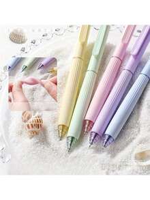 5pcs Simple Macaron Color Ballpoint Pen, Suitable For Office Work, Meeting And Learning Note Taking, Quick Drying Pen For Hand Copying Reports, And Key Marking Ballpoint Pen