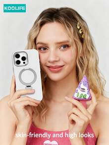 Koolife 1 件 360° 旋转支架手机壳，防震气垫全覆盖保护，液体防滑 PC+TPU 材质，独立按键，适用于 17 ProMax/17/17 Pro/17 Air/15/15 Plus/15 Pro/15 ProMax/16/16 Plus/16 Pro/16 ProMax/16e - 白色 - 查看 6