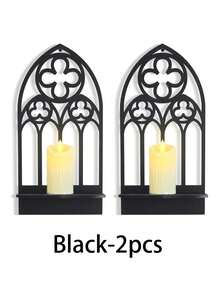Gotische Wandleuchter Wanddekoration, schwarze Gothic Dekoration Bogenkirchenwand, gotische Wandlampe und Wanddekoration - Schwarze gotische Bogenkirchenwandkunst, Gothic Heimdekoration für Wohnzimmer, Küche und Esszimmer