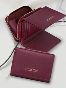 BATSIOE Toothpick Texture Fashion Letter Print Women's Wallet Exquisite Compact Multi-Card Slots Luxury Short Wallet Classic Zipper Design Coin Purse Card Holder Small Square Bag For Women Wallet Mini Wallet Purse Wallet Small Wallet Cute Wallet