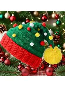 Christmas Santa Claus Hat Adult Knitted Stripes Soft Warm Winter Hat Men And Women Street Costume Role Play Costume Accessories Party Gift/