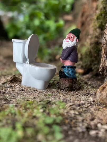 Resin Statue Decorations For Yard And Garden, Creative Toilet And Gnome Outdoor Sculptures
