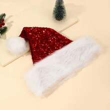 قبعة سانتا كلوز الحمراء المزينة بالبريق، ديكور حفلة عيد الميلاد، قبعة عيد الميلاد الناعمة المزينة بالبريق - قبعة حفلة رأس السنة وعيد الميلاد، هدية حفلة رأس السنة