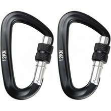 Mosquetón de 12kN, Capacidad de Carga de 1200kg, Mosquetón de Aluminio Autobloqueante, Adecuado para Hamaca, Yoga, Columpio, Camping, Llavero Negro - 1 - Ver 8