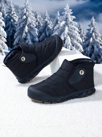 Winter New Kids Snow Boots, Boys High-Top Warm Plush Lined Outdoor Camouflage Anti-Slip Snow Sports Shoes