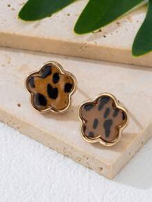 5 paia di orecchini a bottone con decorazione a quadrifoglio di lusso, set di gioielli per orecchini eleganti e versatili alla moda per le donne