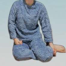 Conjuntos de Pijama  Ropa Térmica Top Y Pantalón,Pijama Polar Gruesos y Cálidos para Niña - azul real - Ver 1
