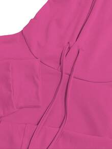 Women's Casual 2 Pieces Set, Solid Color Elegant Long Sleeve Hooded Sweatshirt With Drawstring Pocket And Straight Leg Drawstring Pants Suit Spring - Hot Pink - View 4