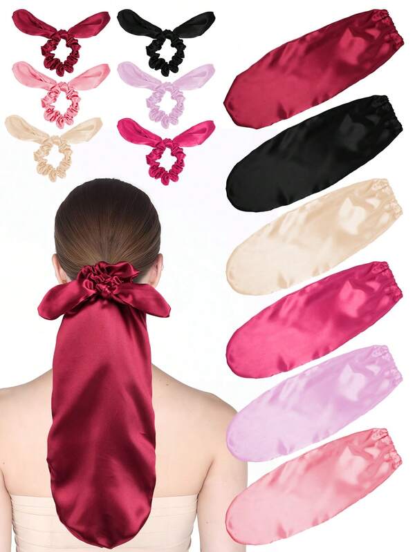 [Satin Sleep Cap] Reversible Satin Sleep Cap | Breathable Hair Protector With Bow Design, Soft Long Hair Bonnet For Daily Use, 6 Colors Protective Sleepwear, Secure Bow Closure For Women & Men