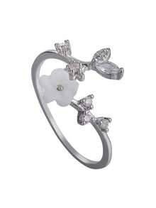 BALMORA 1 pezzo Anello aperto in argento sterling 925 con fiore di rosa retrò elegante, regalo per la fidanzata