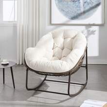 Patio Lounge Chair & Swing Chair - White + Steel + Cotton - View 8